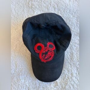 Disney Parks vintage Dragon Mulan embroidered black Adjustable adult size hat
